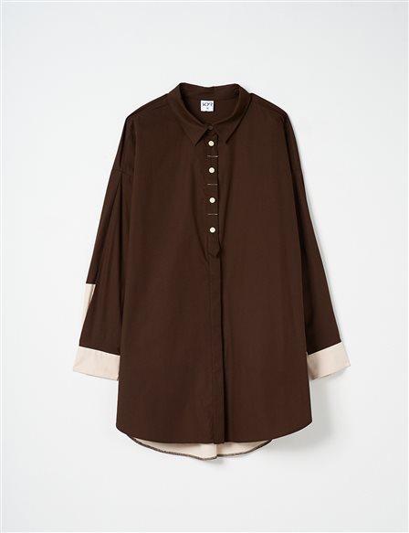 Punto Stitched Poplin Tunic Dark Brown