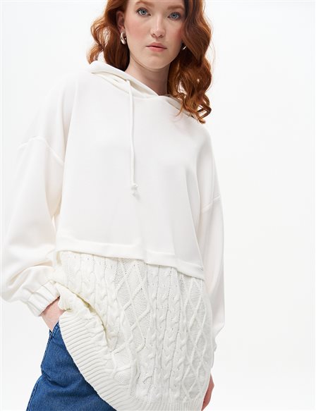 Knitwear Mixed Sweatshirt Ecru