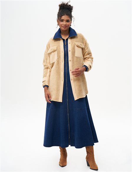 Double Pocket Plush Jacket Cream