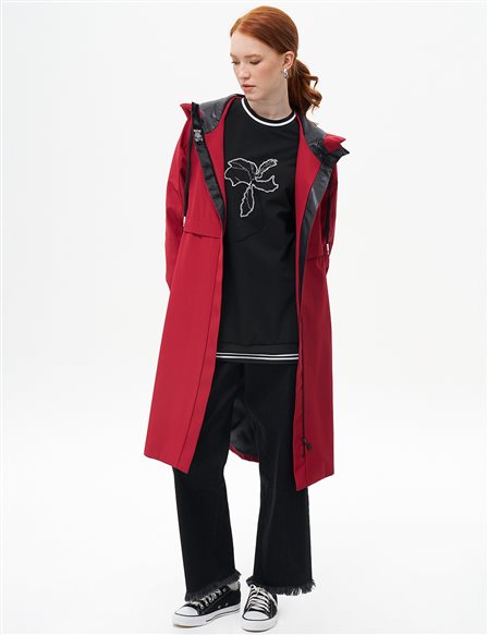 Hooded Throw-On Red