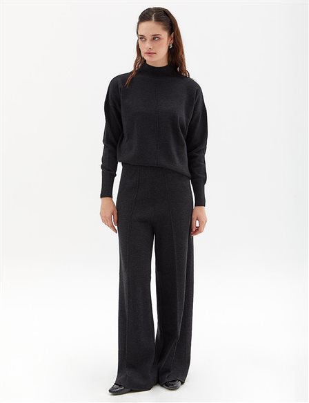 Grass Stitched Knit Pants Black