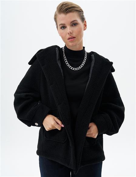 Plush Pocketed Jacket Black