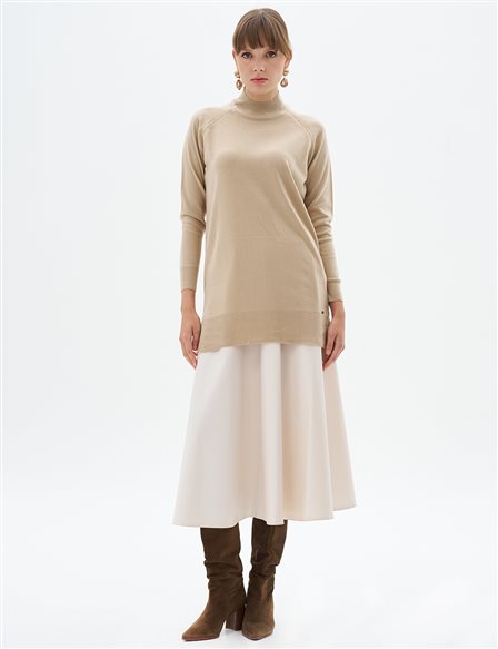 Half Turtleneck Knit Tunic Cream