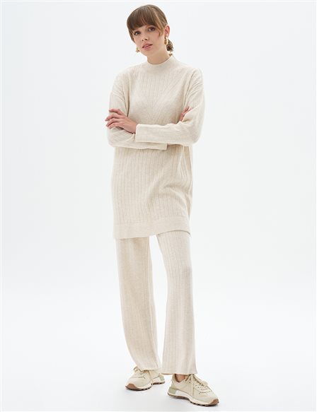 Elastic Waist Knitwear Pants Stone