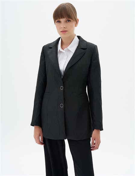 Flap Pocket Blazer Jacket in Black