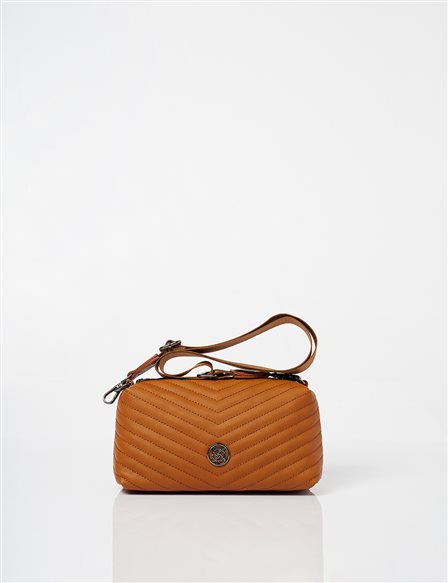 Monogram Detailed Quilted Bag Camel