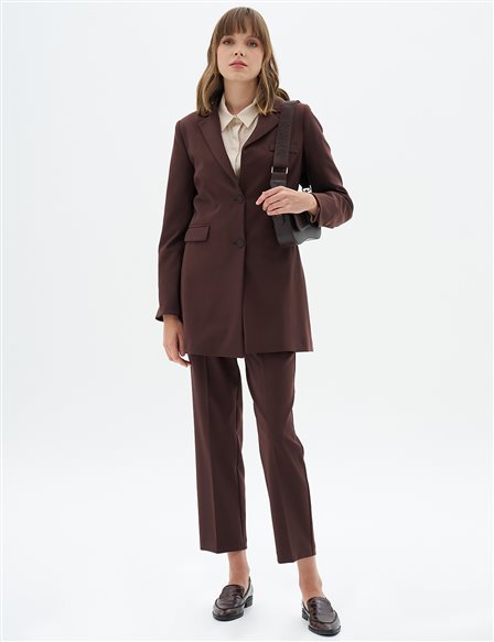 Flap Pocket Two Piece Suit Dark Coffee