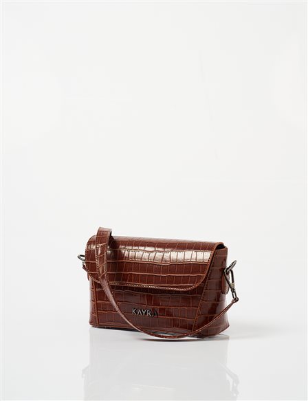 Croco Pattern Baguette Bag Coffee