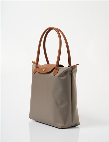 Büyük Boy Çıt Çıtlı Shopper Çanta Vizon
