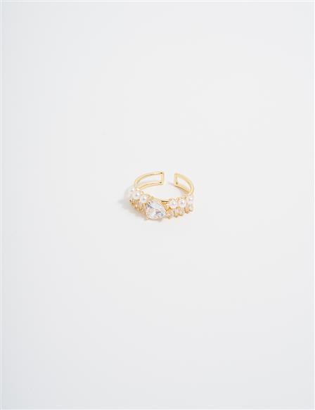 Row Stone Arrangement Ring Gold