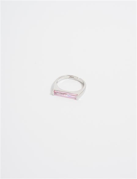 Minimalist Baguette Stone Ring Silver