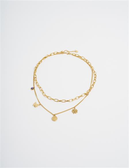 Gold Stainless Steel Double-Layered Necklace