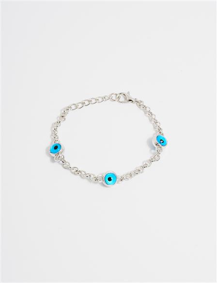 Multiple Evil Eye Bead Figured Bracelet Silver