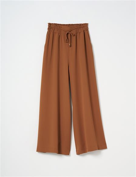 Wide Leg Laced Pants Camel