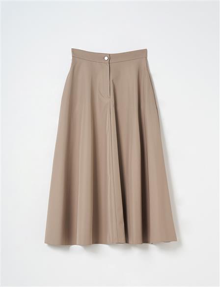 Flared Skirt with Zippered Pocket Detail Mink