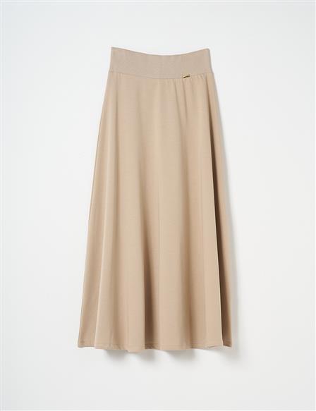 High Waist Flared Skirt Mink