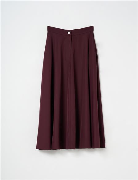 Flared Skirt with Zippered Pocket Detail in Dark Burgundy