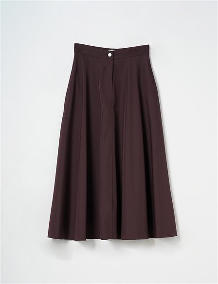 Flared Skirt with Zippered Pocket Detail Plum