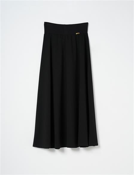 High Waist Flared Skirt Black