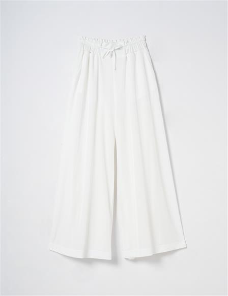 Wide Leg Laced Pants Ecru