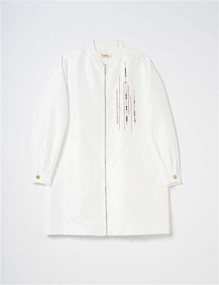 Beaded Jacquard Jacket Optic White