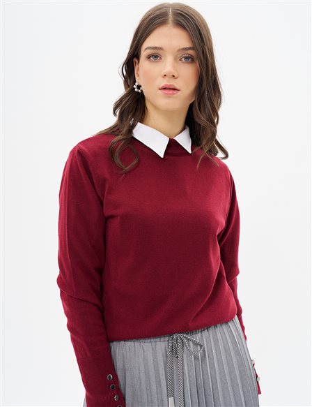 Basic Knit Blouse Burgundy