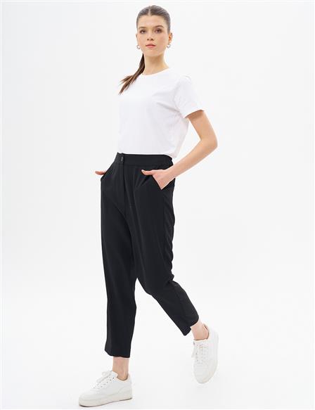 Basic Zipper Detailed Trousers Black