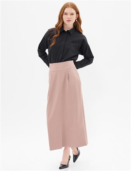 Pleated Flared Skirt Mink