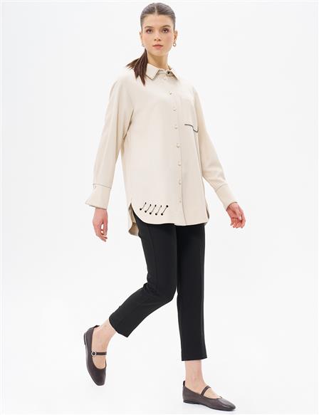 Point Stitched Stone Embroidered Jacket Cream