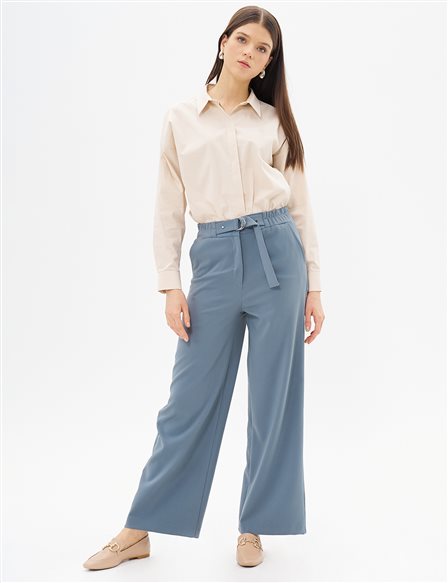 Adjustable Wide Leg Waisted Trousers Nefti