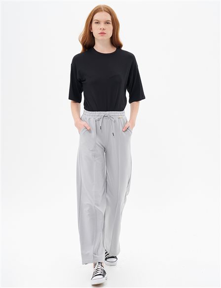 Topstitched Pants in Gray