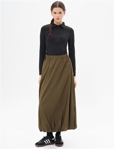 Metal Accessory Balloon Skirt Khaki