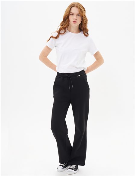 Elastic Waist 3-Piece Sweatpants in Black