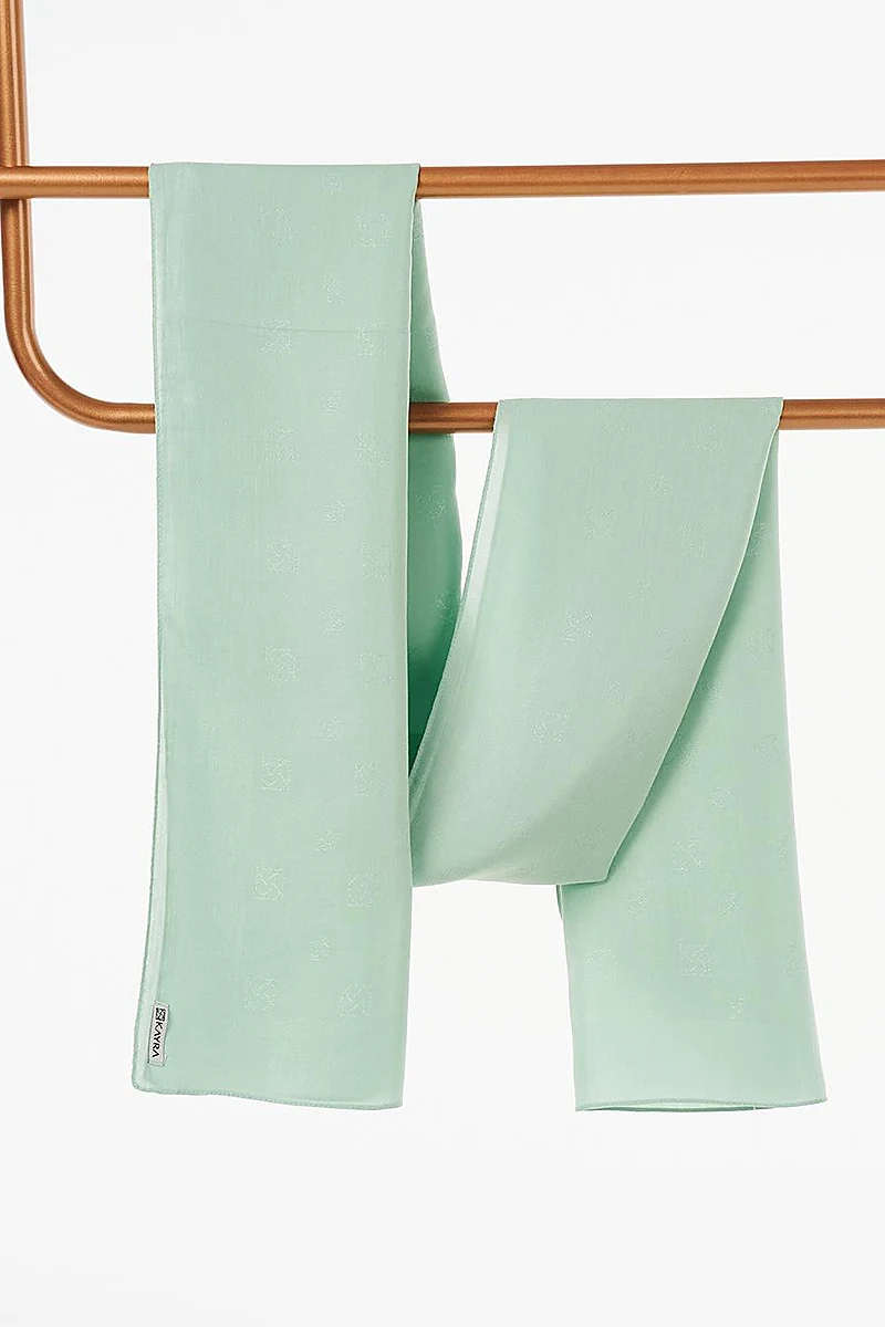 Cotton Blend Logo Shawl Mint