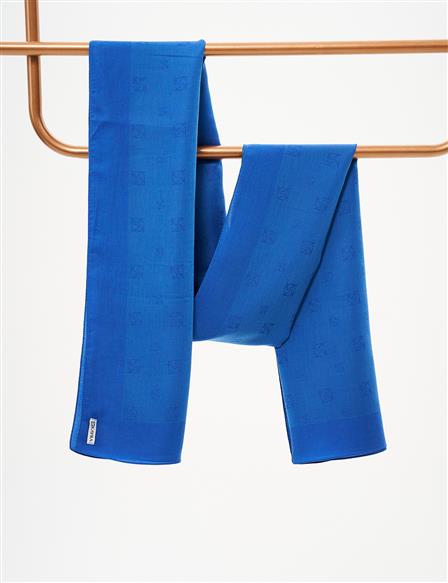 Cotton Blend Logo Shawl Indigo