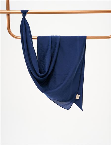 Cotton Monogram Scarf Navy Blue