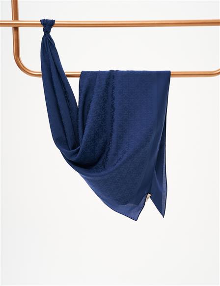 Cotton K Logo Scarf Navy Blue