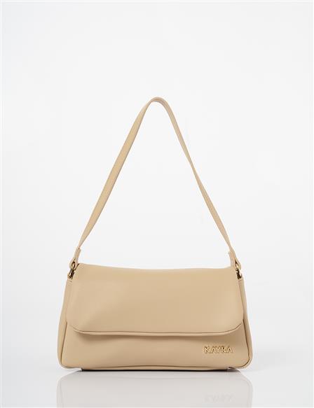 Covered Faux Leather Shoulder Bag Milky Coffee