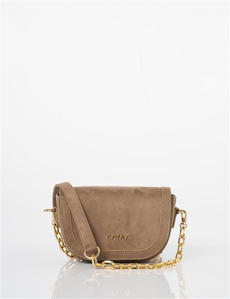 Covered Suede Bag Dark Mink