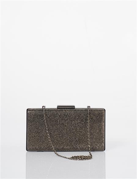  Chain-Strap Clutch Bag in Black