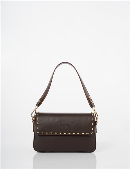  Studded Shoulder Bag in Bitter Brown