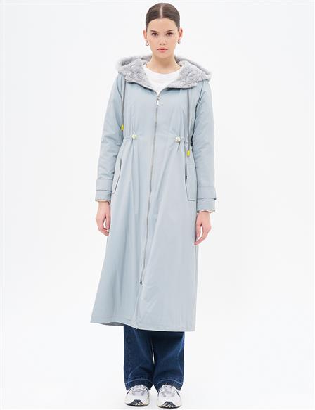 Belden Ayarlanabilir Kapüşon Detaylı Anorak Mont Mint