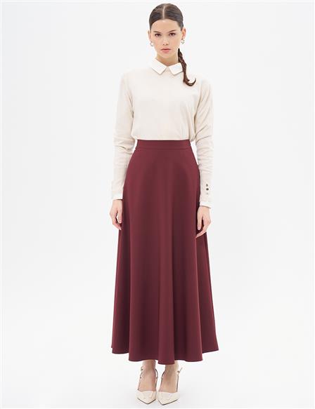 Basic Flared Skirt Burgundy