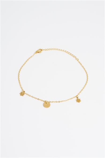 Gold Anklet with Snowflake Figurine