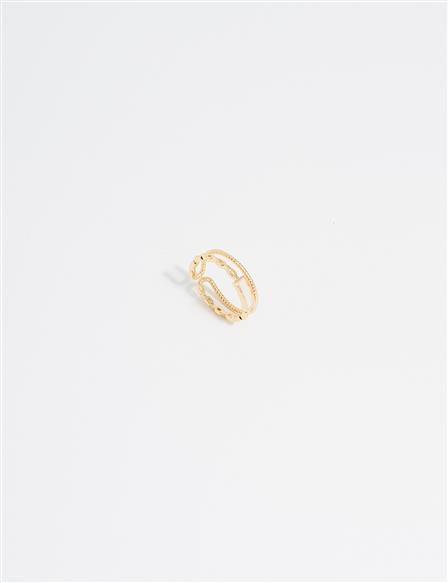 Natural Stone Detailed Ring Gold