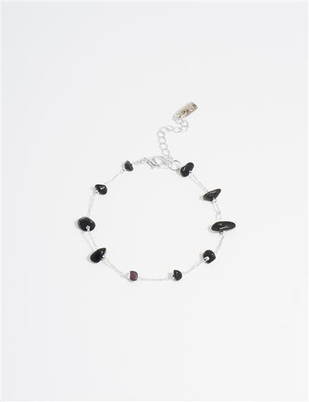 Silver Anklet with Natural Stone Arrangement