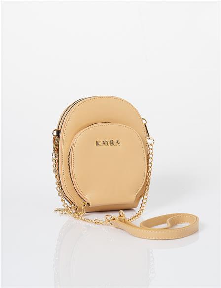 Chain Strap Round Shape Bag Milky Coffee