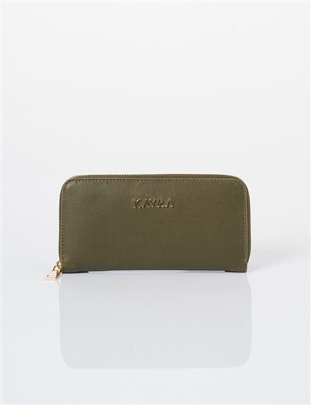 Artificial Leather Rectangular Form Wallet Green