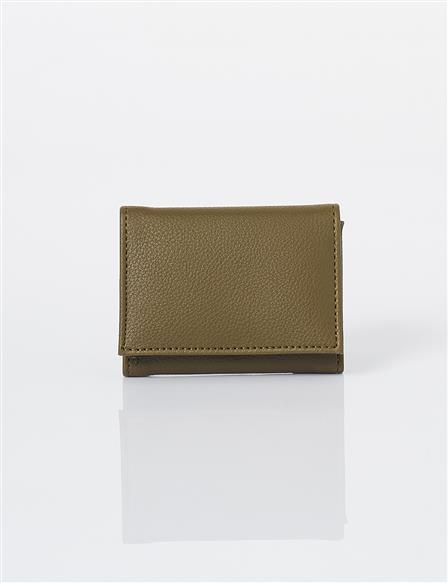 Artificial Leather Square Form Wallet Green