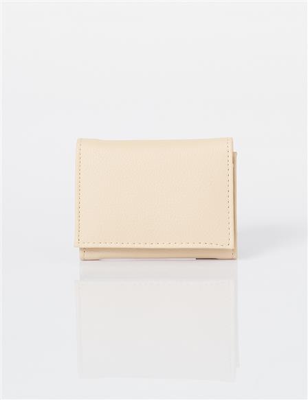 Artificial Leather Square Form Wallet Cream